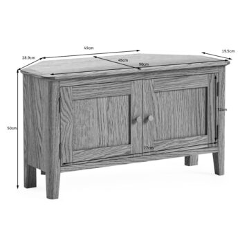 Ashdale Warm Oak 2 Door Corner TV Unit 90cm | Assembled