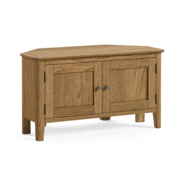 Harrogate Warm Oak 2 Door Corner TV Unit 90cm | Assembled