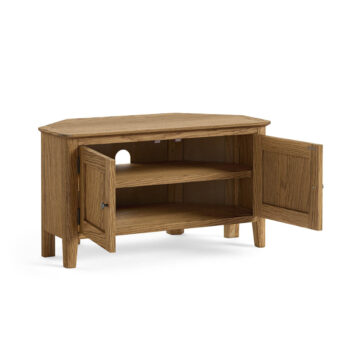 Harrogate Warm Oak 2 Door Corner TV Unit 90cm | Assembled