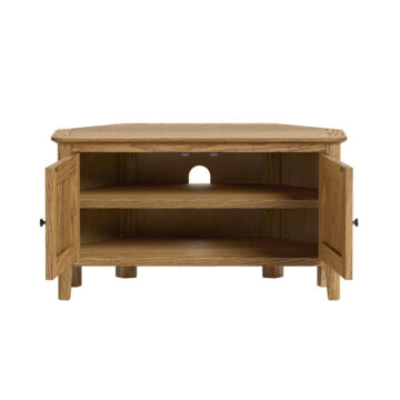 Harrogate Warm Oak 2 Door Corner TV Unit 90cm | Assembled