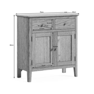 Ashdale Warm Oak 2 Door 2 Drawer Mini Sideboard | Assembled