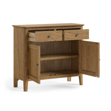 Harrogate Warm Oak 2 Door 2 Drawer Small Sideboard | Assembled