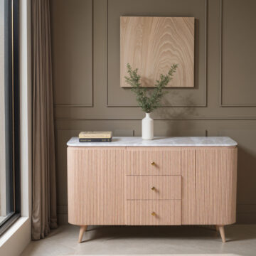 Nava Natural Marble & Wood Extra Large Sideboard