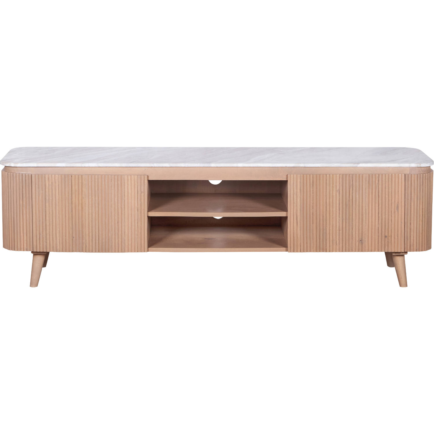 Nava Natural Marble & Wood Large Tv Cabinet