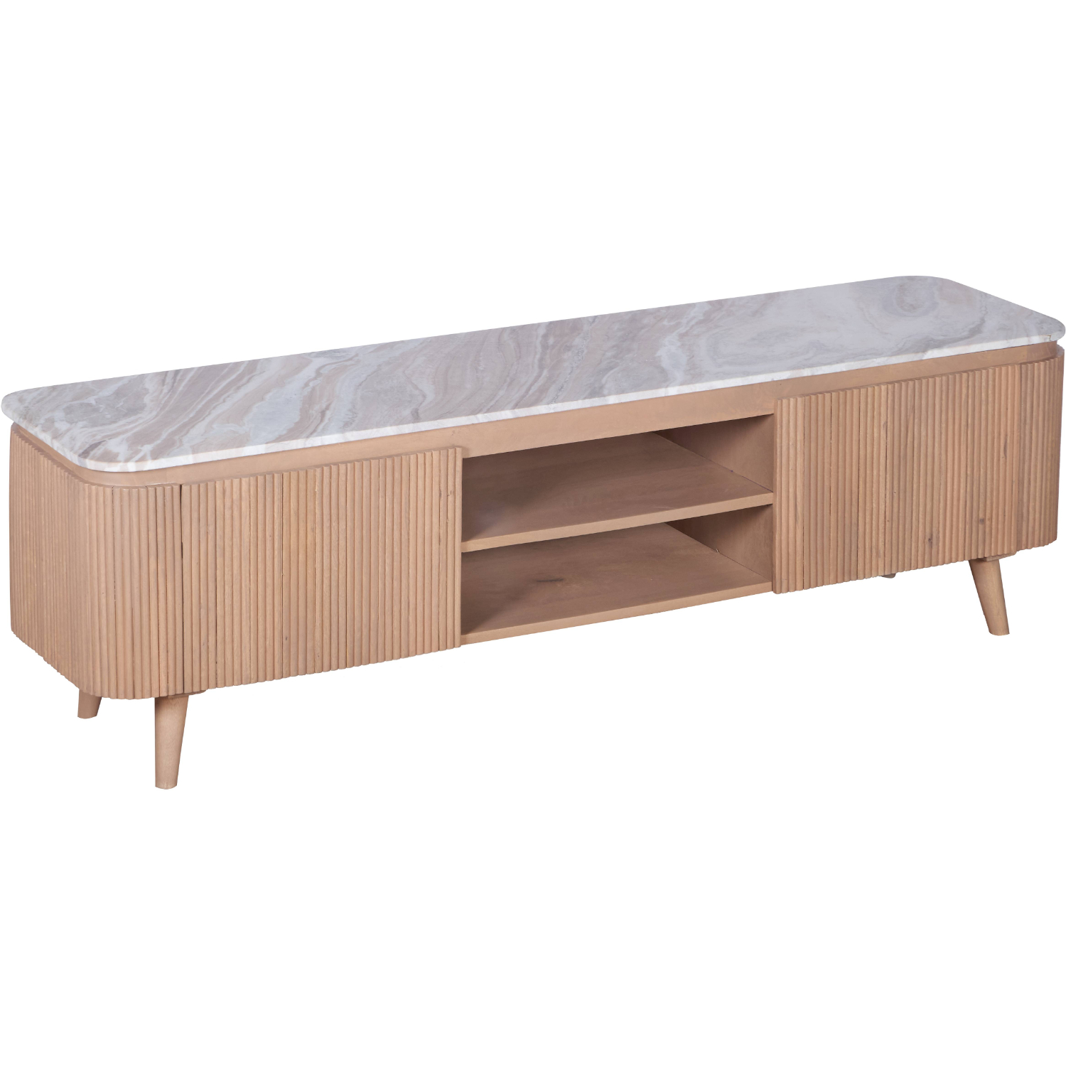 Nava Natural Marble & Wood Large Tv Cabinet