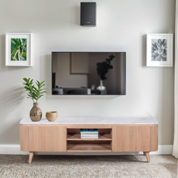 Nava Natural Marble & Wood Large Tv Cabinet