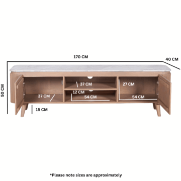 Nava Natural Marble & Wood Large Tv Cabinet