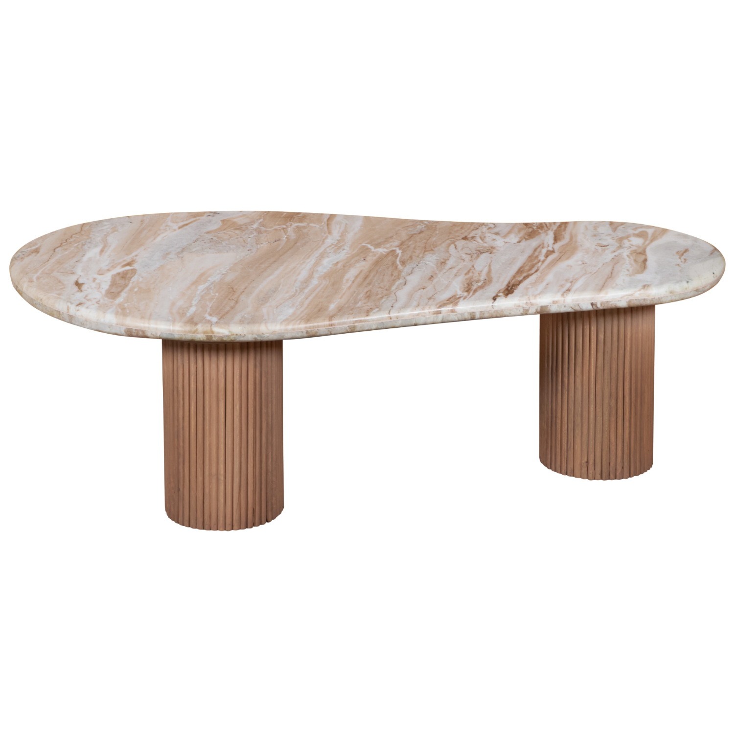 Nava Natural Marble & Wood Pedestal Coffee Table