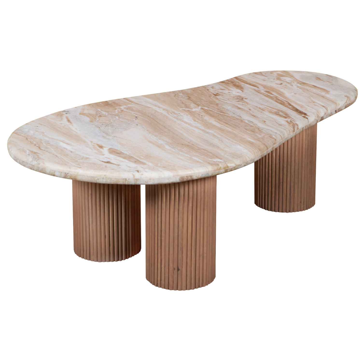 Nava Natural Marble & Wood Pedestal Coffee Table