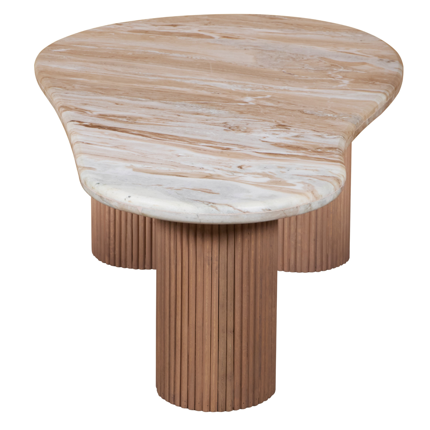 Nava Natural Marble & Wood Pedestal Coffee Table
