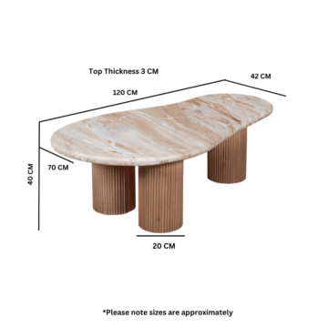 Nava Natural Marble & Wood Pedestal Coffee Table