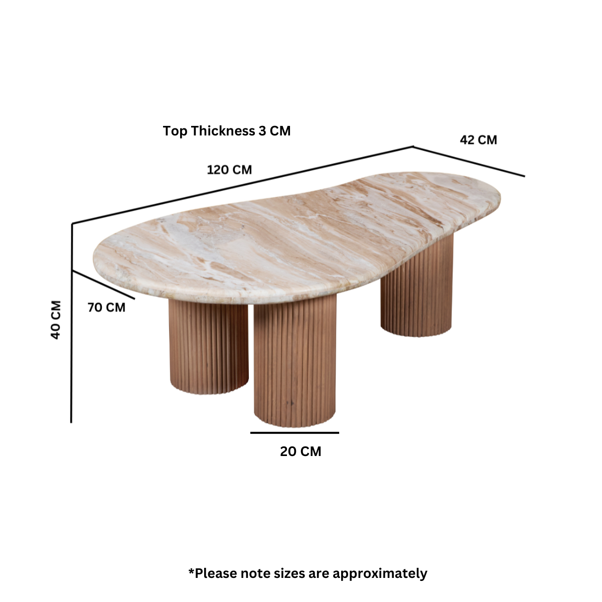 Nava Natural Marble & Wood Pedestal Coffee Table