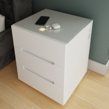 Studio White 3 Drawer Smart Bedside Table