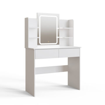Studio White 2 Drawer Dressing Table | Mirror | LEDs
