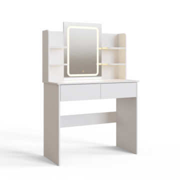 Studio White 2 Drawer Dressing Table | Mirror | LEDs