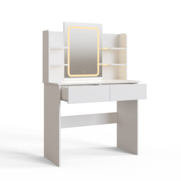 Studio White 2 Drawer Dressing Table | Mirror | LEDs