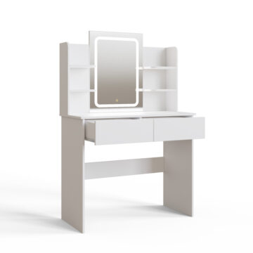Studio White 2 Drawer Dressing Table | Mirror | LEDs