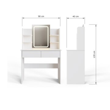 Studio White 2 Drawer Dressing Table | Mirror | LEDs