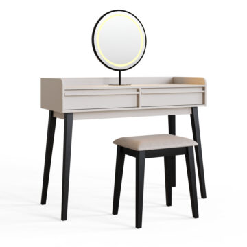 Studio White Dressing Table with LED Mirror & Stool