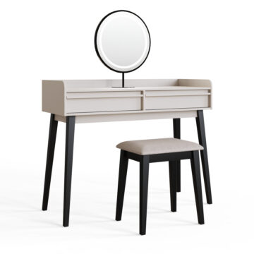Studio White 2 Drawer Dressing Table Set | Mirror | LEDs
