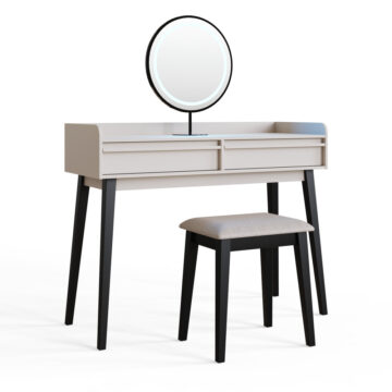 Studio White 2 Drawer Dressing Table Set | Mirror | LEDs