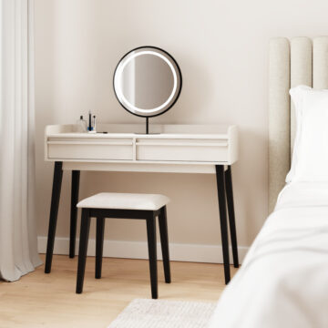 Studio White Dressing Table with LED Mirror & Stool