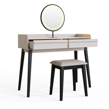 Studio White 2 Drawer Dressing Table Set | Mirror | LEDs