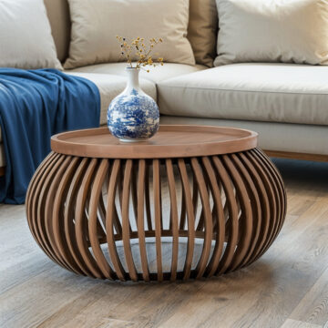 Sundra Solid Wood Small Round Low Coffee Table