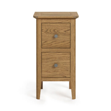 Harrogate Warm Oak 2 Drawer Narrow Bedside Cabinet | Assembled
