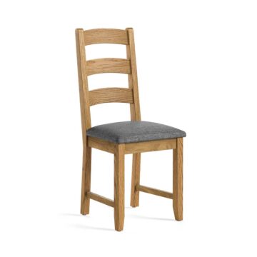 Alderstone Waxed Oak Ladder Chair With Chenille Pad | Clearance