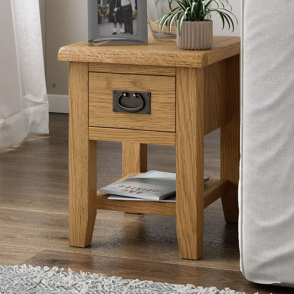 Alderstone Waxed Oak Lamp Table | Assembled | Clearance