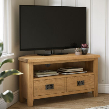 Alderstone Waxed Oak Corner Tv Unit | Assembled