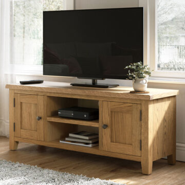 Alderstone Waxed Oak Large Tv Unit | Assembled