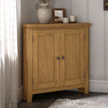 Alderstone Waxed Oak Corner Cupboard | Assembled