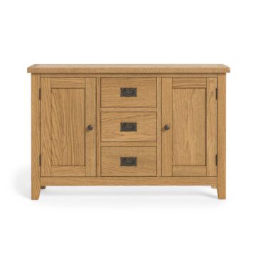 Alderstone Waxed Oak 2 Door 3 Drawer Wide Sideboard | Assembled | Clearance