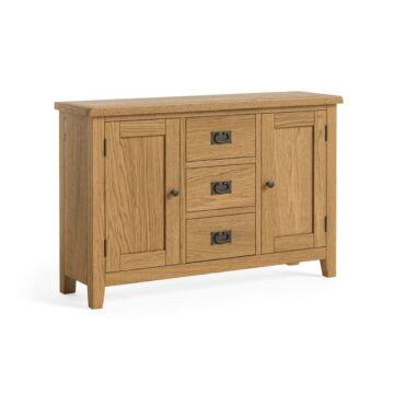 Alderstone Waxed Oak 2 Door 3 Drawer Wide Sideboard | Assembled | Clearance