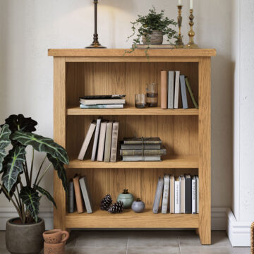 Alderstone Waxed Oak Low Bookcase