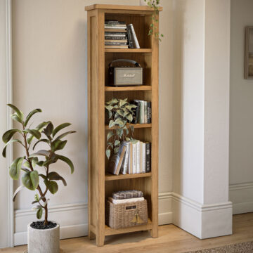 Alderstone Waxed Oak Slim Bookcase