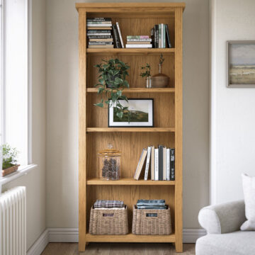 Alderstone Waxed Oak Large Bookcase