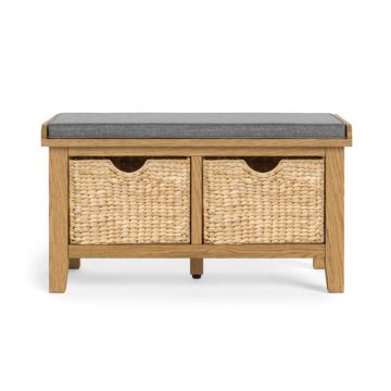 Alderstone Waxed Oak Hallway Bench With Basket | Assembled