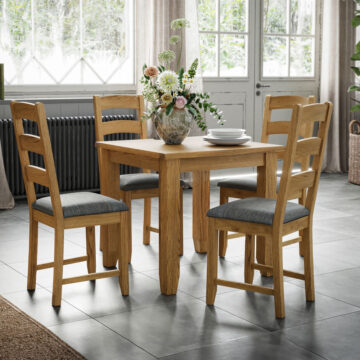 Alderstone Waxed Oak Square Fixed Top Dining Table