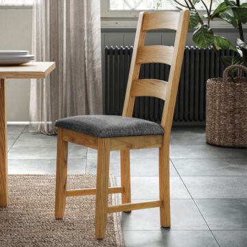 Alderstone Waxed Oak Ladder Chair With Chenille Pad