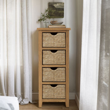 Alderstone Waxed Oak Tallboy With Basket | Assembled