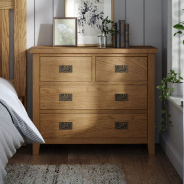 Alderstone Waxed Oak 2 Over 2 Drawer Chest | Assembled