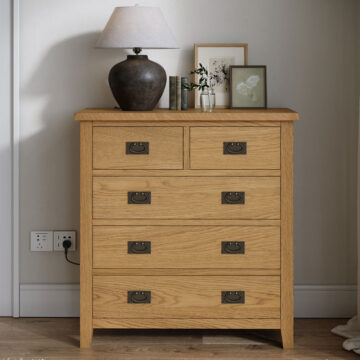 Alderstone Waxed Oak 2 Over 3 Drawer Chest | Assembled