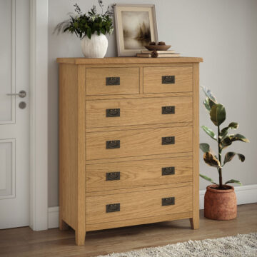Alderstone Waxed Oak 2 Over 4 Drawer Chest | Assembled