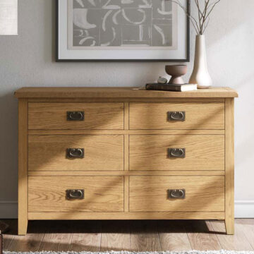 Alderstone Waxed Oak 6 Drawer Chest | Assembled