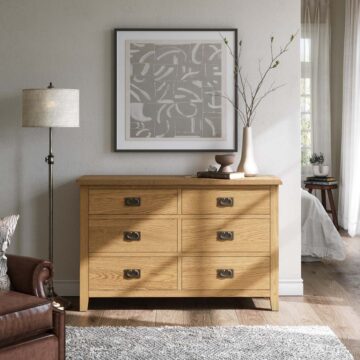 Alderstone Waxed Oak 6 Drawer Chest | Assembled