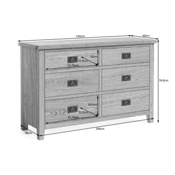 Alderstone Waxed Oak 6 Drawer Chest  | Assembled | Clearance
