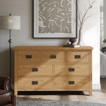 Alderstone Waxed Oak 3 Over 4 Drawer Chest | Assembled